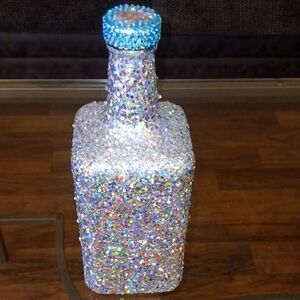 Sparkling Silver and Blue Decorative Bottle